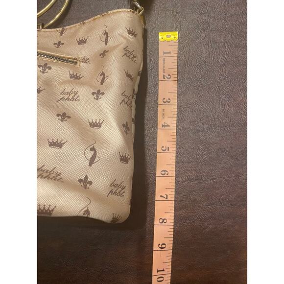 Baby Phat Rose Gold Logo Print Shoulder Bag Ring Handles & Strap Y2K Vintage - Picture 12 of 14